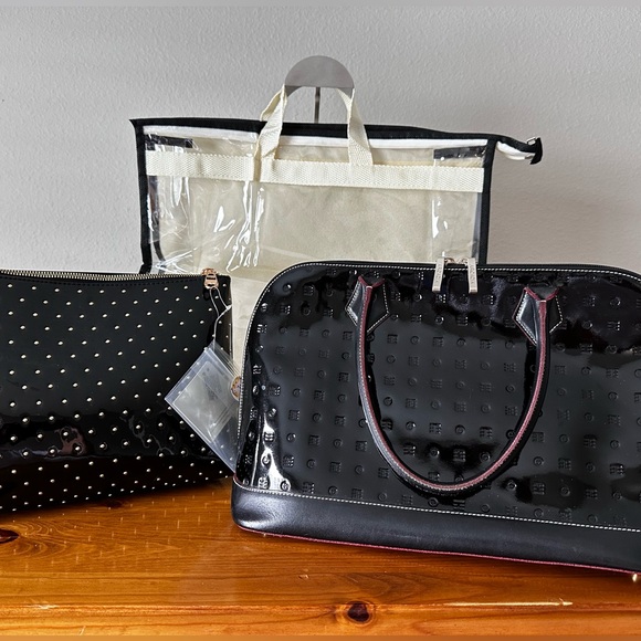 Arcadia Handbags - 2 PIECES--Arcadia Patent Leather, Thalia Cosmetic bag